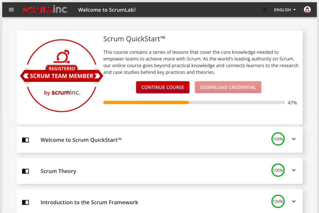 Registered Scrum Team Member (RSTM) ScrumLab