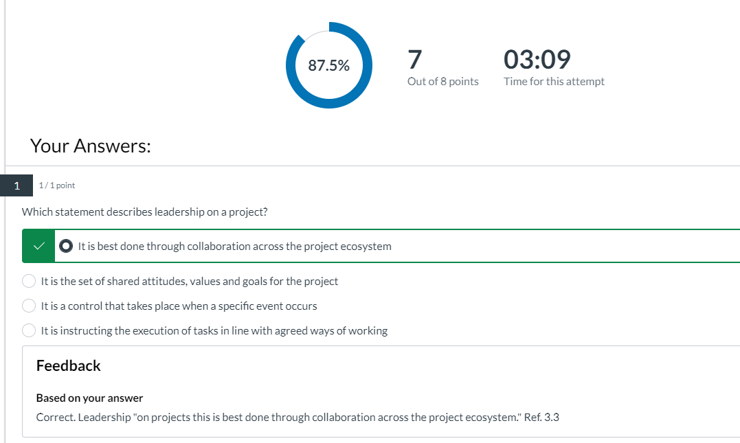 PRINCE 2 7 Foundation Quiz results